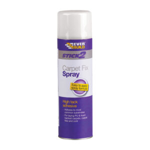 This image displays the front of the product which is a Everbuild Stick2 Carpet Fix Spray - 500ml
